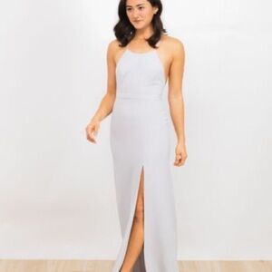 Park & Fifth Sz 2 Light Birch Grey Bridesmaid Event Maxi Dress